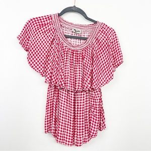 Show Me Your Mumu Bungalow Red Gingham Off The Shoulder Top Size Medium